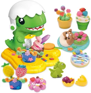 Dinosaur Ice Cream Color Dough Sets for Kids Ages 4-8,Kitchen Creations Playset,Kids Arts and Crafts Toys,5 Cans of Modeling Compound,2 oz,Multicolor