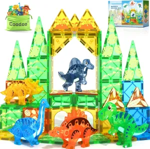 Dinosaur Toys Magnetic Tiles 3D Movable Dinos for Kids 3-5 5-7 Toddler Outdoor Sensory Toys, STEM Educational Magnetic Blocks for 3  Years Old Boys Girls Kids Toy