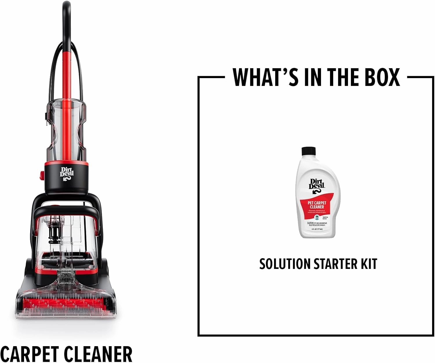 Dirt Devil Full Size Carpet Cleaner Machine for Carpet and Upholstery, Deep Cleaning Carpet Shampooer Machine with Two Cleaning Modes, Pair with Dirt Devil Carpet Cleaner Solution