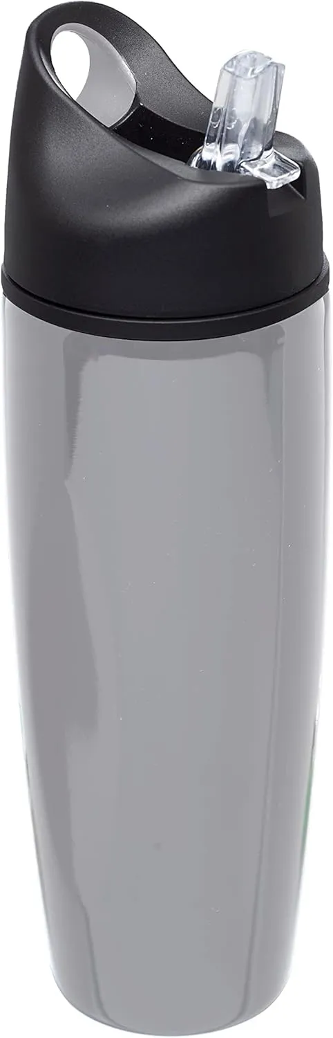 DISCOUNT PROMOS Stainless Steel Bulk Reusable Water Bottle, 6 Pack, 28.5 oz BPA Free Sports Team Bottles with Lid and Flip-up Straw, Spill Proof Bulk Pack Water Bottles with Straw, Silver