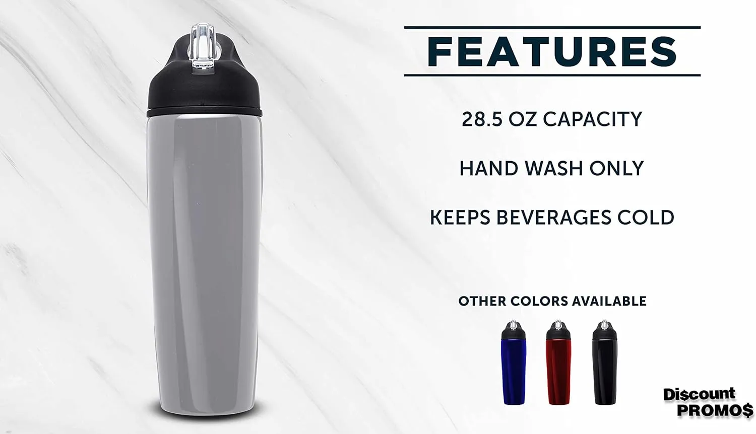DISCOUNT PROMOS Stainless Steel Bulk Reusable Water Bottle, 6 Pack, 28.5 oz BPA Free Sports Team Bottles with Lid and Flip-up Straw, Spill Proof Bulk Pack Water Bottles with Straw, Silver