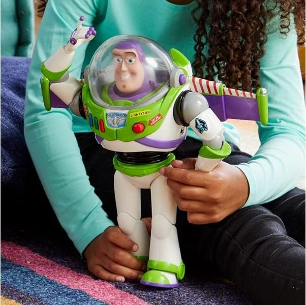 Disney Store Official Buzz Lightyear Interactive Talking Action Figure from Toy Story, Features 10  English Phrases, Interacts with Other Figures and Toys