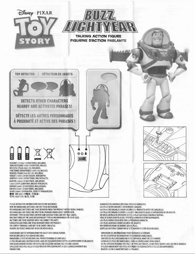 Disney Store Official Buzz Lightyear Interactive Talking Action Figure from Toy Story, Features 10  English Phrases, Interacts with Other Figures and Toys