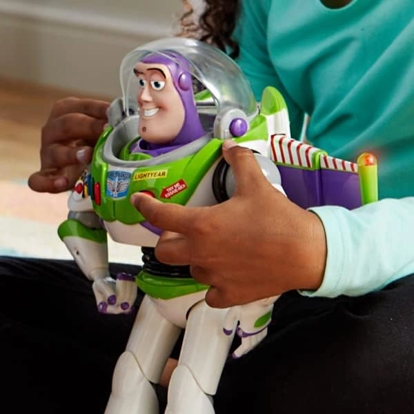 Disney Store Official Buzz Lightyear Interactive Talking Action Figure from Toy Story, Features 10  English Phrases, Interacts with Other Figures and Toys