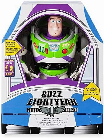 Disney Store Official Buzz Lightyear Interactive Talking Action Figure from Toy Story, Features 10  English Phrases, Interacts with Other Figures and Toys