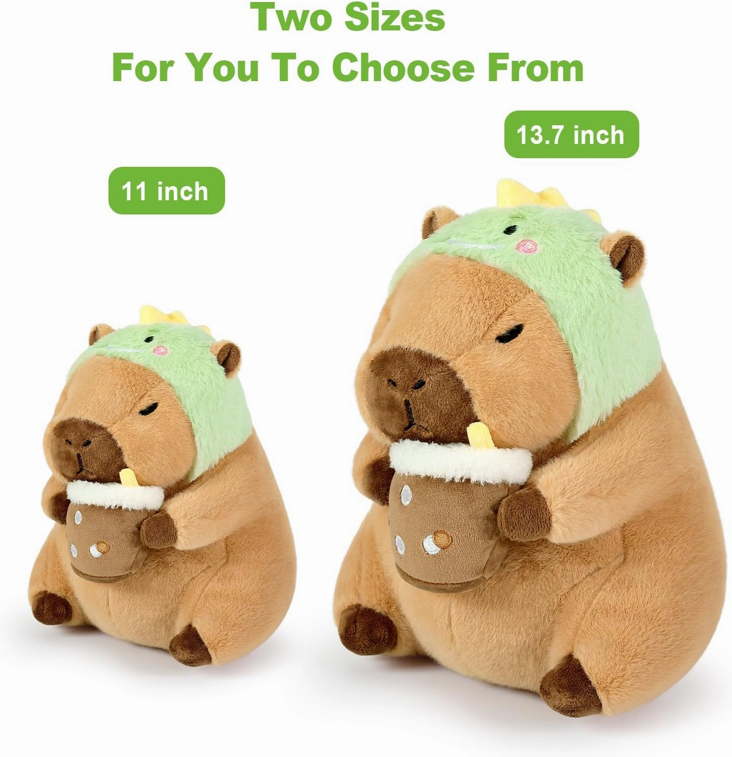 Ditucu Cute Capybara Plush Pillow Dinosaur Drinking Milk Tea Stuffed Animal Capibara Plushies Toys Gifts for Kids Brown 13.7 inch