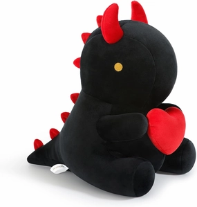 Ditucu Original Loving Dinosaur Stuffed Animal with Holding Red Heart Plush Cute Dino Plushies Toys for Romantic Sweet Gifts for Kids Girlfriend Black 12 inch