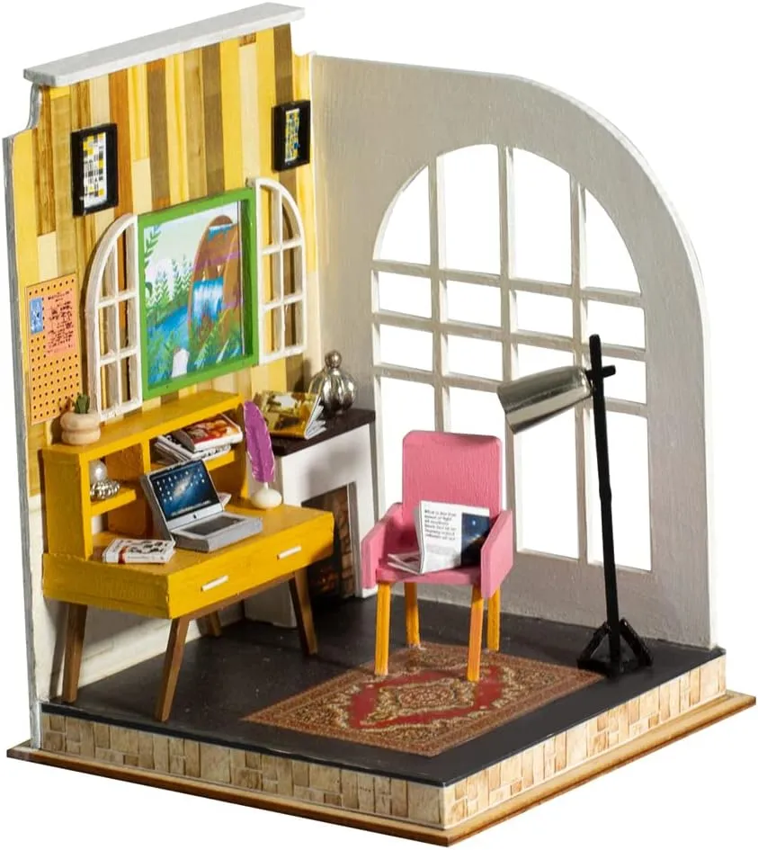 DIY Miniature Dollhouse Kit Bring Furniture 3D Wooden Model Toy with Led Light 1:24 Scale Creative Room Christmas Birthday Gift