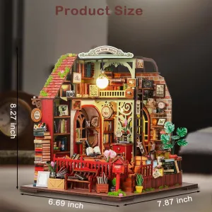 DIY Miniature Dollhouse Kit, Mini House Making Kit with Music Box and Light, Tiny House Kit to Build for Adults, Hobby Craft Gift for Father's Day, Booklover’s Haven