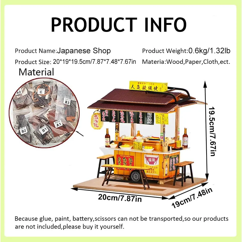 DIY Miniature Dollhouse Kit,Japanese Shop Wooden Dollhouse,Tiny House kit with Furniture Building Model Puzzle Toy for Creative Gifts (Japanese Shop)