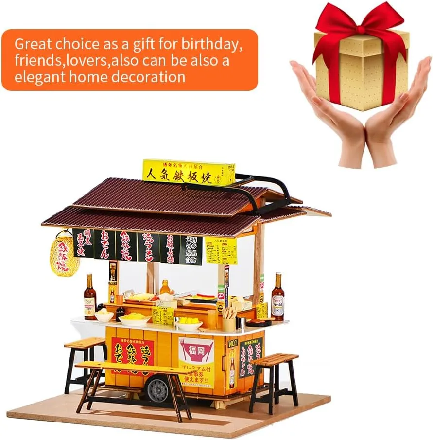 DIY Miniature Dollhouse Kit,Japanese Shop Wooden Dollhouse,Tiny House kit with Furniture Building Model Puzzle Toy for Creative Gifts (Japanese Shop)