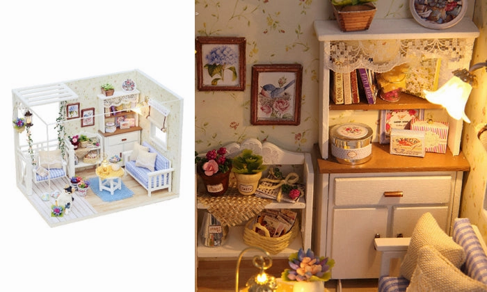 DIY Dollhouse Wooden Kit Mini House Gifts
