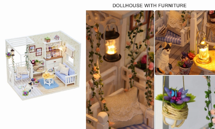 DIY Dollhouse Wooden Kit Mini House Gifts