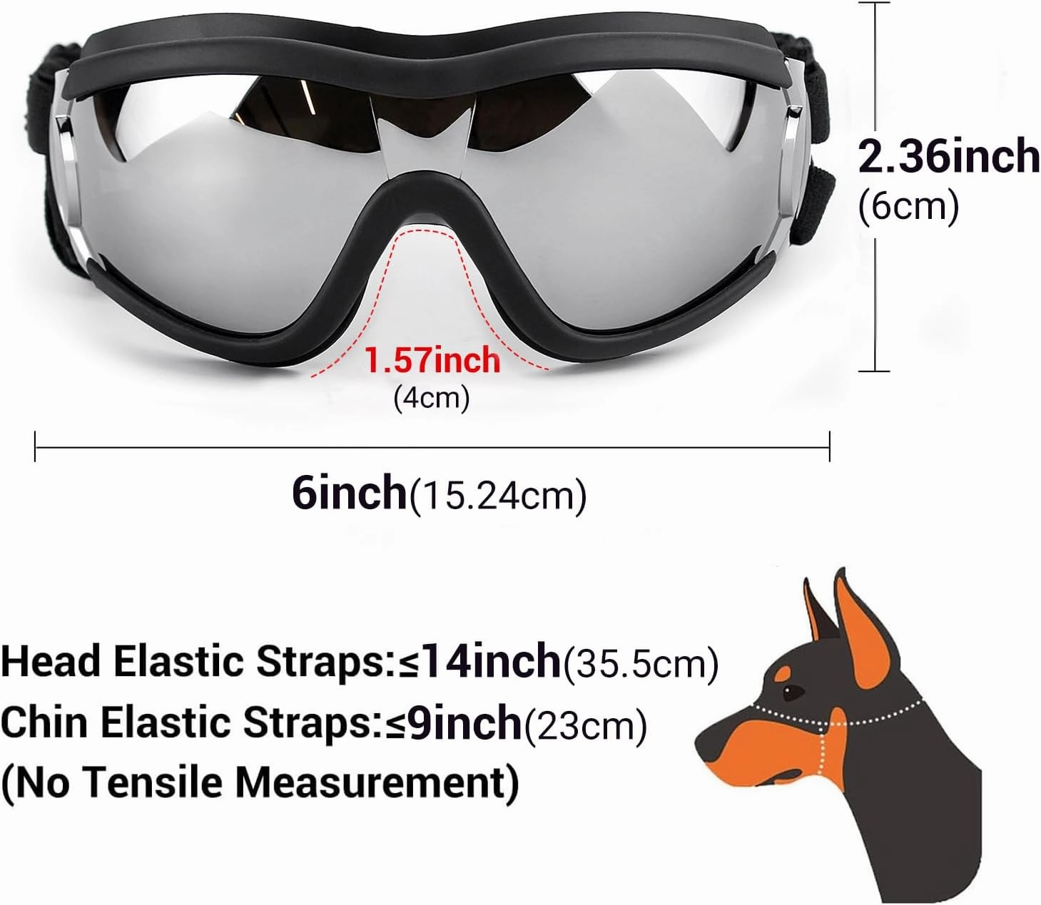 Dog Goggles Large Breed, UV Protection 2PCS Black and Clear Lens Dog Sunglasses Medium Large Pet Windproof Adjustable Doggy Glasses for Driving Riding Biking