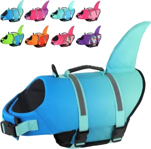 Doglay Dog Life Jacket, Ripstop Cute Shark Dog Life Vest with Superior Buoyancy and Rescue Handle, Adjustable Puppy Life Vests for Swimming Boating, Pet Flotation Vest for Small Medium Large Dogs