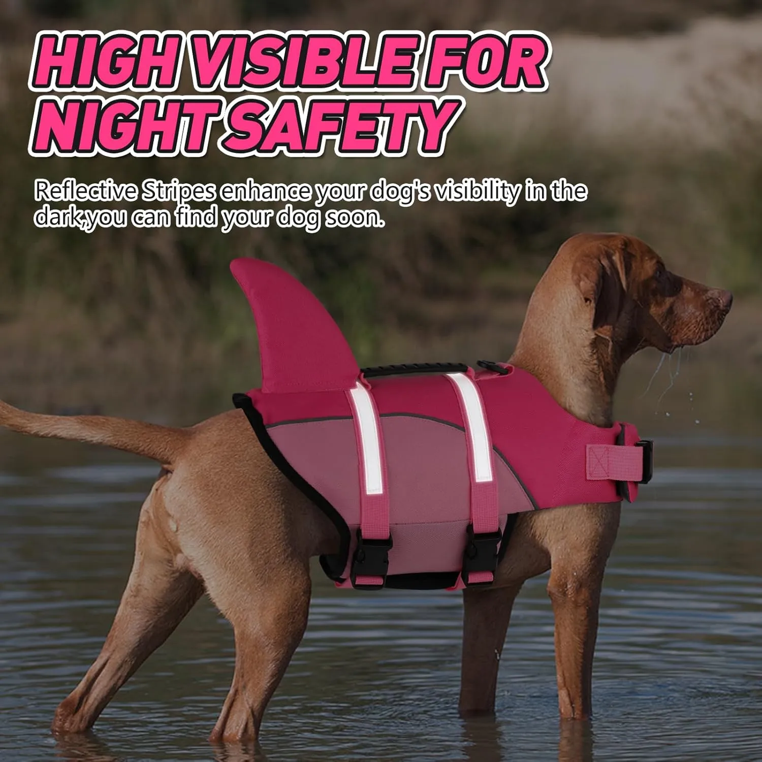 DogLay Ripstop Shark Dog Jacket with Superior Buoyancy and Rescue Handle, Adjustable Dog Vest for Swimming and Boating, Pet Flotation Vest for Small to Large Dogs