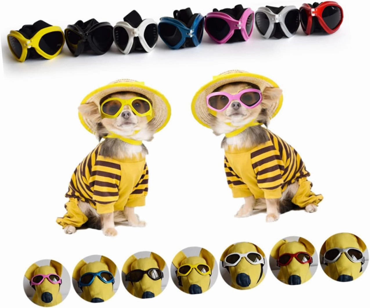 DOITOOL 3pcs Doggles for Medium Dogs Fashion Sunglasses Pet Goggles Dog Accessories Uv Wind Protection