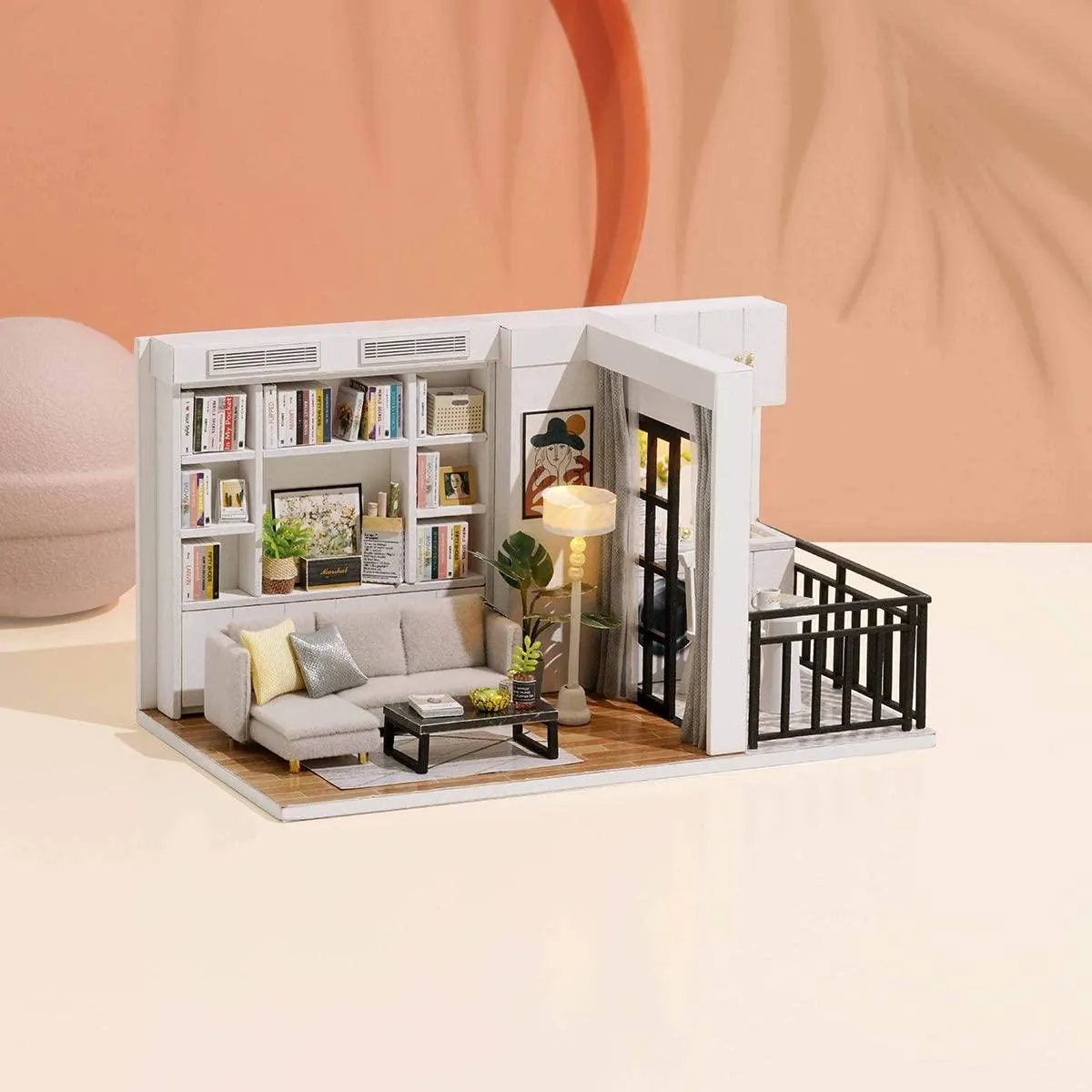 Dollhouse Kit, 1:32 Scale Creative Room Mini Wooden Doll House with Furniture Plus