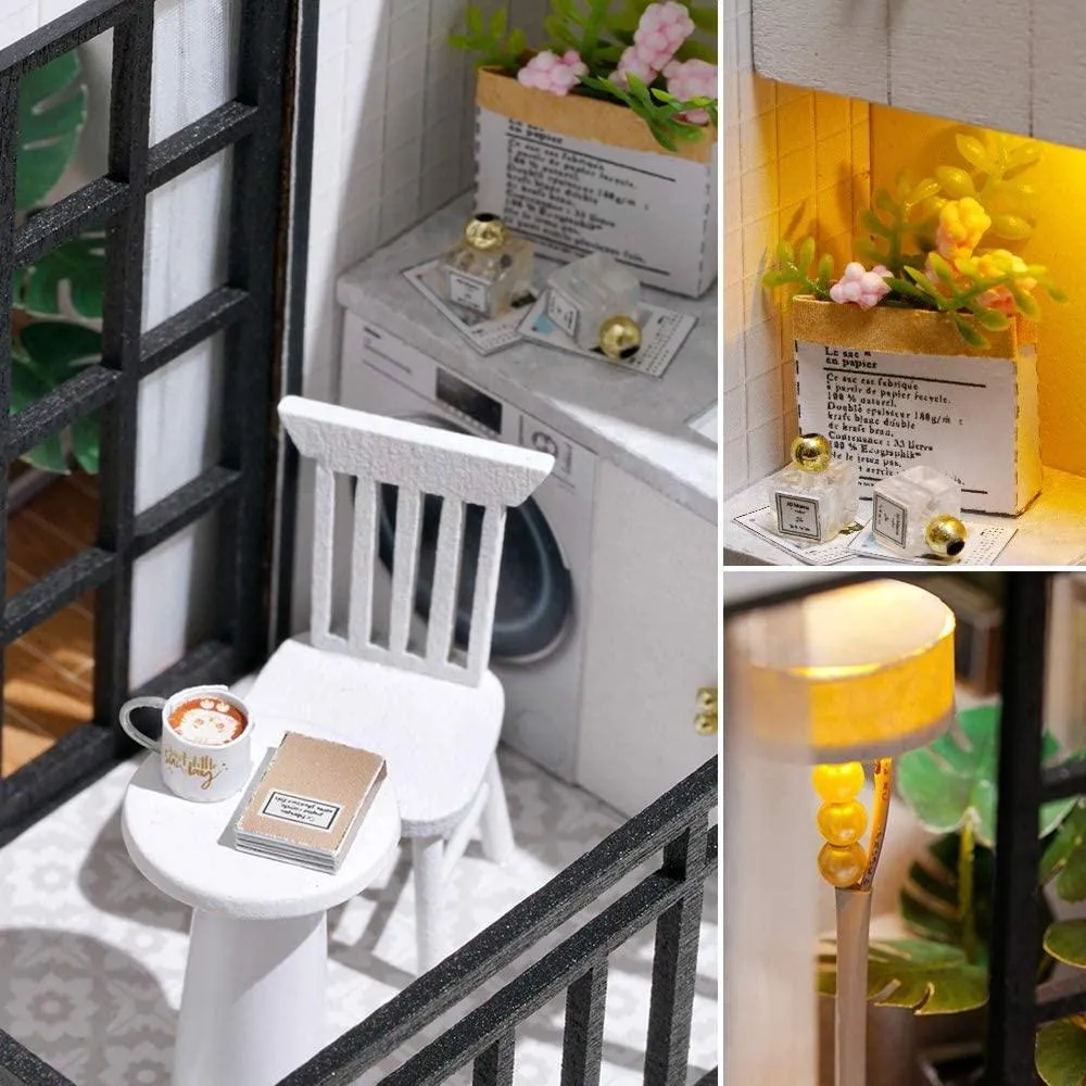 Dollhouse Kit, 1:32 Scale Creative Room Mini Wooden Doll House with Furniture Plus