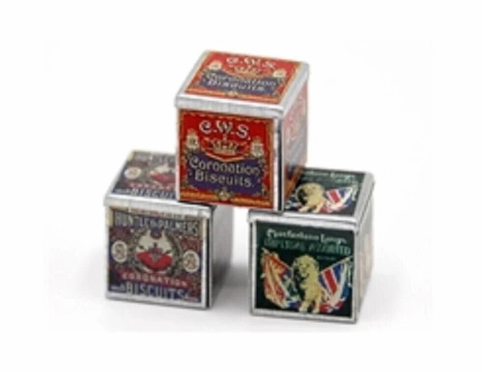 Dollhouse Miniature Metal  'Coronation Biscuit' Tins