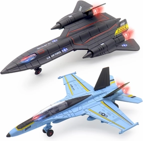 Dollox Metal Army Fighter Jets Model Airplane with Light and Sound, Pull-back Alloy Airplane Toy Set Aircraft Flying Toys Military Fighter Diecast Jet Plane Models for Kids Birthday Gifts - 2 Pack