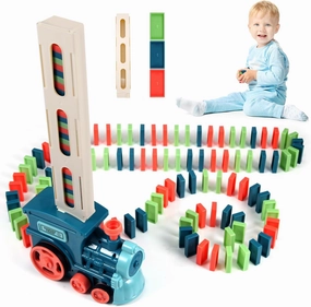 Domino Train Sets Toys for Kids Ages 3-8, 120PCS STEM Building Montessori Toys Gifts for 4 5 6 7 Year Old Boys Girls Toddler