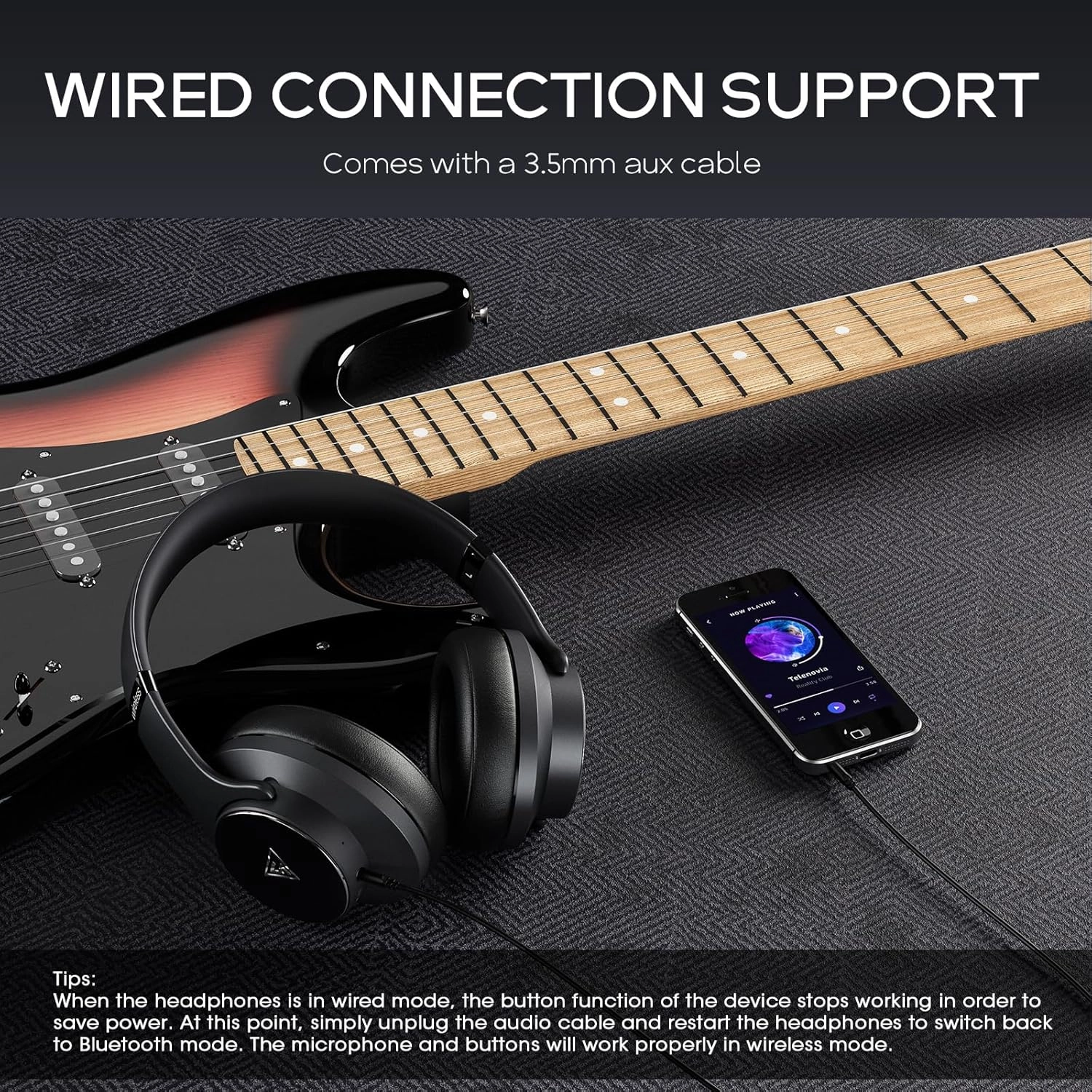 DOQAUS Bluetooth Headphones Over Ear Wireless Headphone, 90H Playtime and 3EQ Modes with Mic, HiFi Stereo Sound, Deep Bass, Memory Foam Cups, for Phone PC Travel Home Office