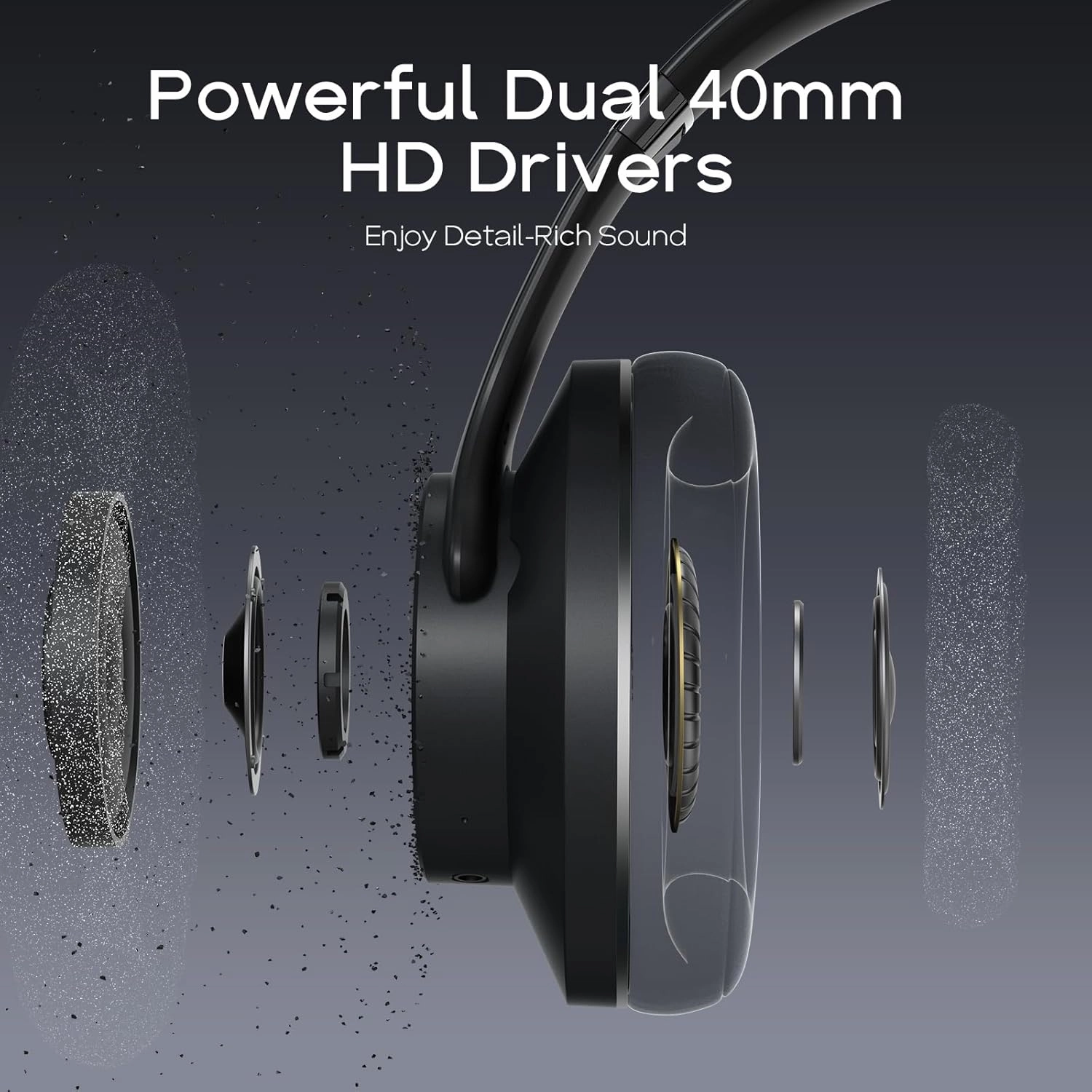 DOQAUS Bluetooth Headphones Over Ear Wireless Headphone, 90H Playtime and 3EQ Modes with Mic, HiFi Stereo Sound, Deep Bass, Memory Foam Cups, for Phone PC Travel Home Office