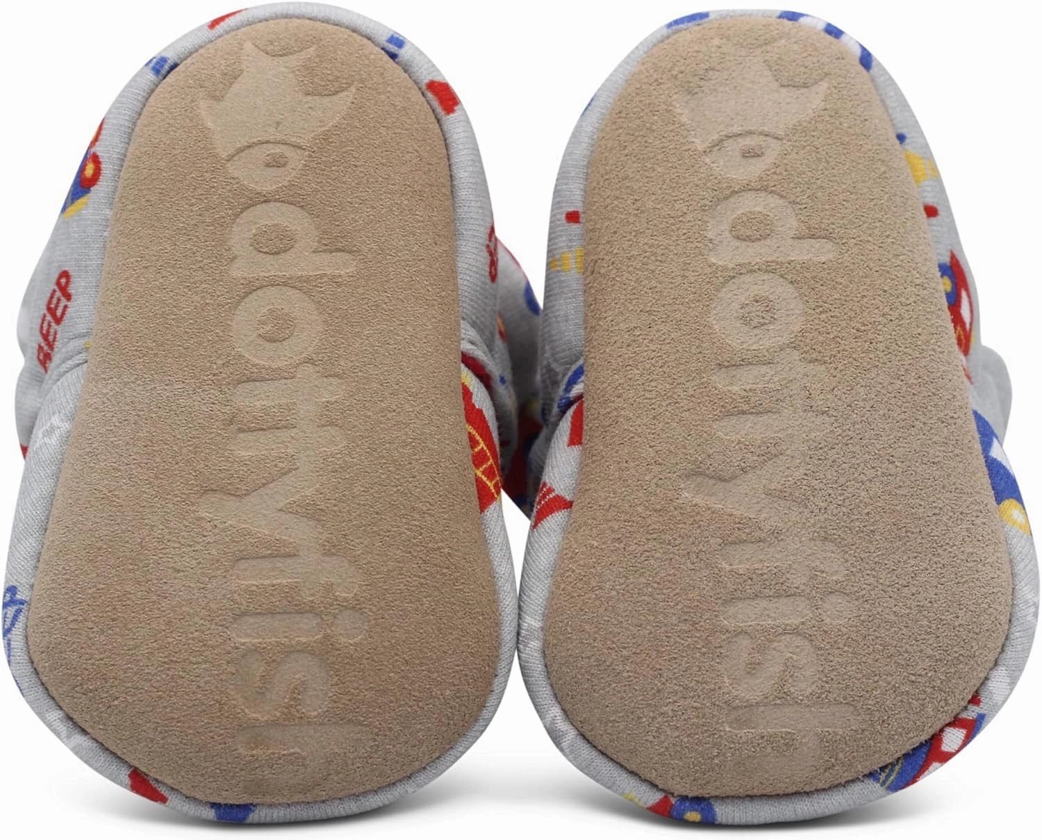 Dotty Fish Fleece Lined Baby Booties - Non-Slip Suede Sole - Warm & Cozy Slippers for Newborns to 24 Months - Perfect Winter Shoes for Babies