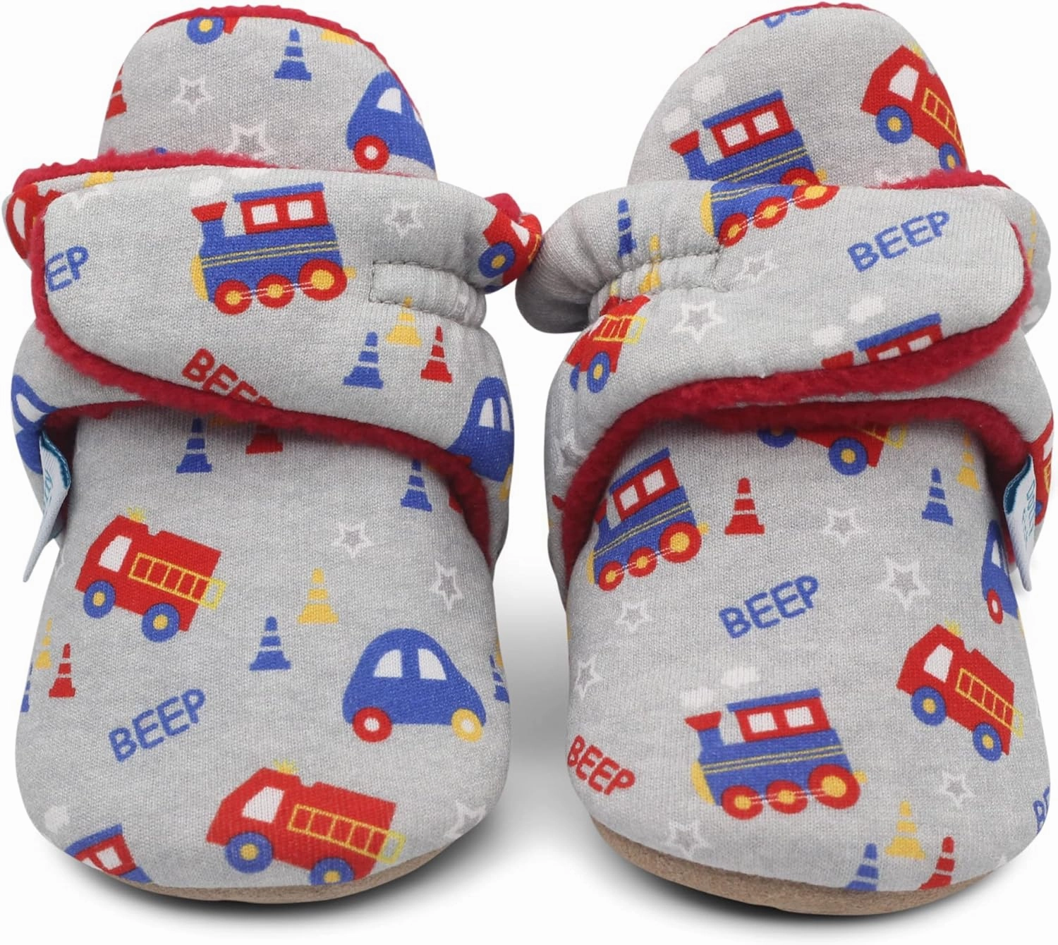 Dotty Fish Fleece Lined Baby Booties - Non-Slip Suede Sole - Warm & Cozy Slippers for Newborns to 24 Months - Perfect Winter Shoes for Babies