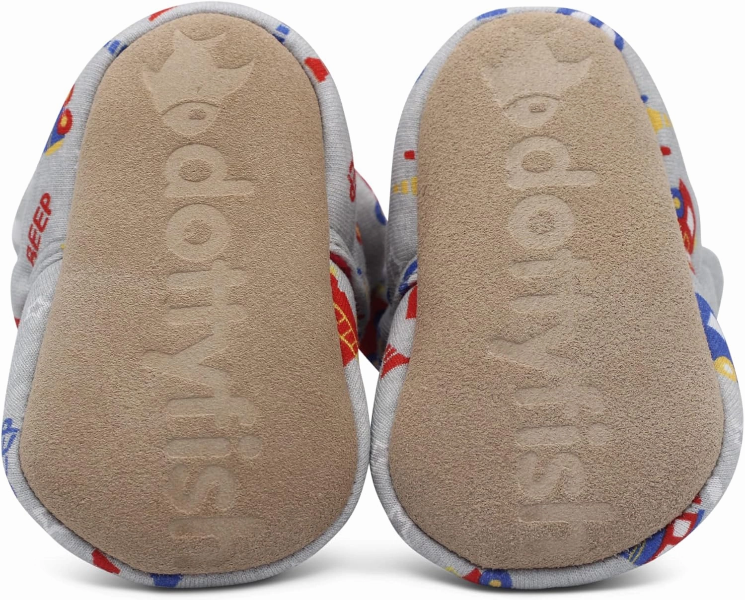 Dotty Fish Fleece Lined Baby Booties - Non-Slip Suede Sole - Warm & Cozy Slippers for Newborns to 24 Months - Perfect Winter Shoes for Babies