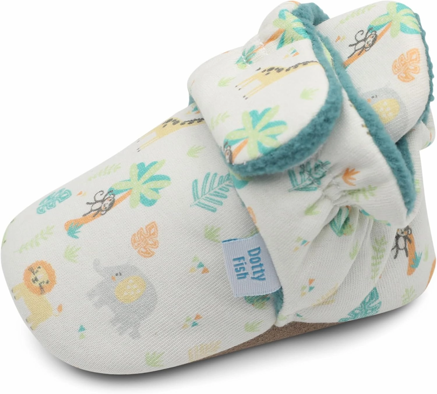 Dotty Fish Fleece Lined Baby Booties - Non-Slip Suede Sole - Warm & Cozy Slippers for Newborns to 24 Months - Perfect Winter Shoes for Babies