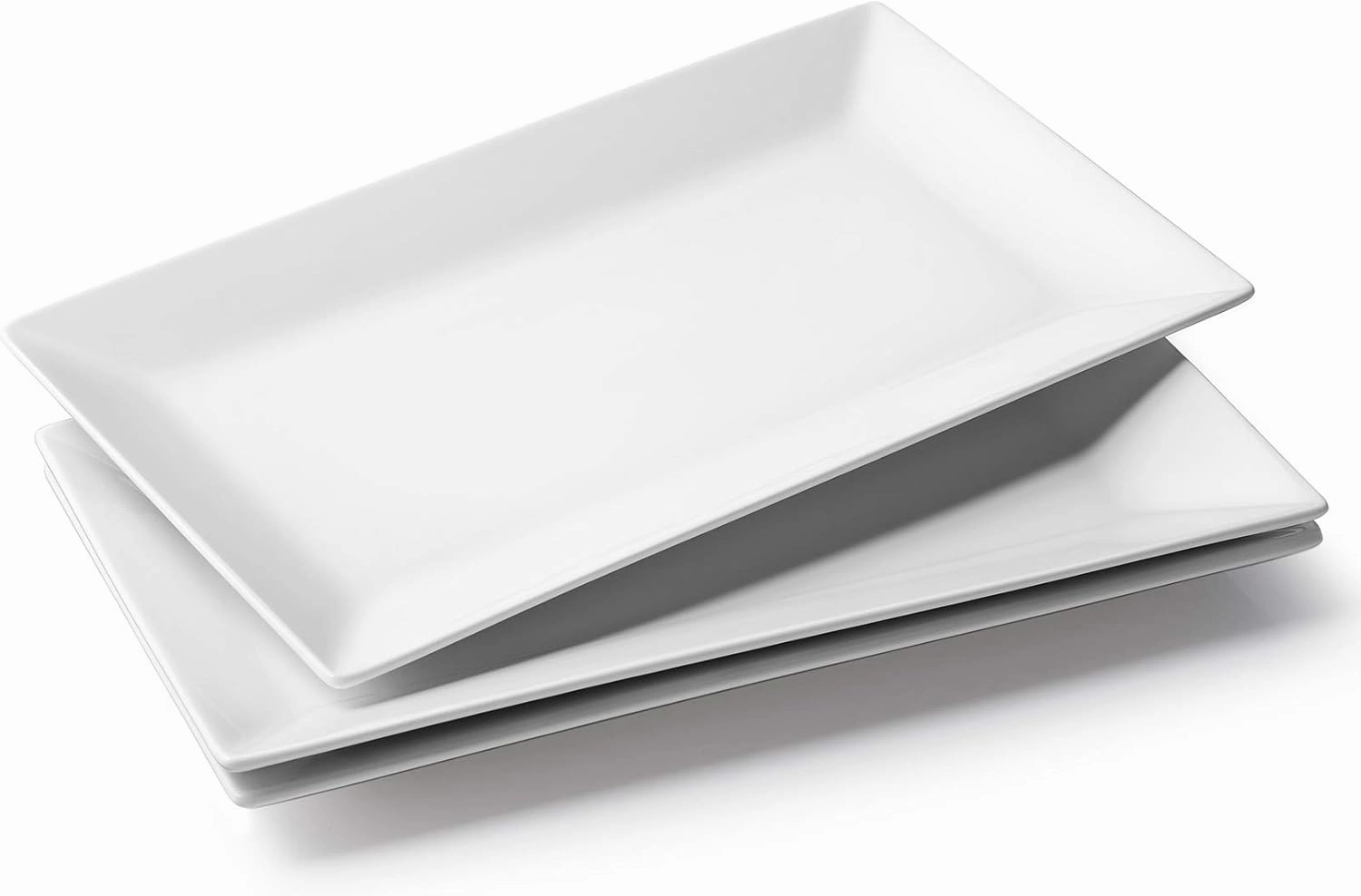 DOWAN 14" Serving Trays, Serving Platters, Ceramic Serving Platters and Trays, Rectangle Plates, Set of 3, for Weddings, Parties, Oven, Microwave, Dishwasher, Heat Resistant, Easy to Clean, White
