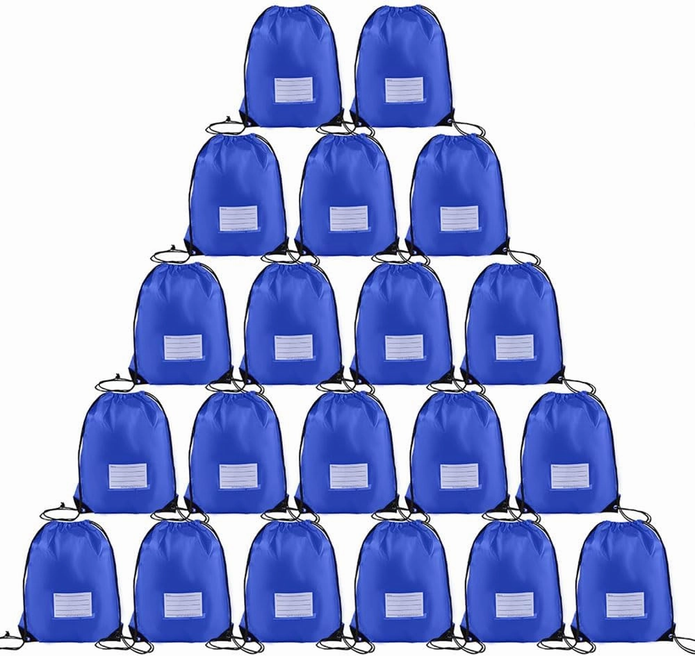 Drawstring Backpacks, 20 Pack Bulk Drawstring Bags, Cinch Bags for Outdoor Sports - Royal Blue