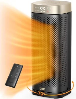 Dreo Space Heaters for Indoor Use Large Room, 70 ° Oscillation, Fast Heating Ceramic Electric with Digital Thermostat, Remote Control, 1-12H Timer, Overheat Protection, Safety Heater for Bedroom