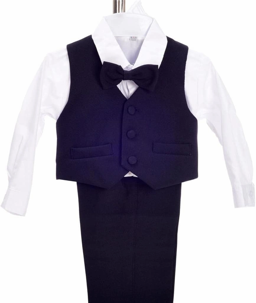 Dressy Daisy Baby Toddler Boy 5 Pcs Set Formal Tuxedo Suits No Tail Wedding Christening Baptism Outfits