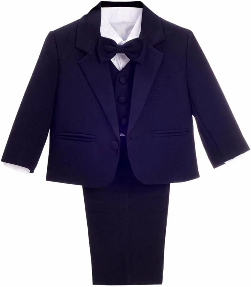Dressy Daisy Baby Toddler Boy 5 Pcs Set Formal Tuxedo Suits No Tail Wedding Christening Baptism Outfits