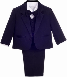 Dressy Daisy Baby Toddler Boy 5 Pcs Set Formal Tuxedo Suits No Tail Wedding Christening Baptism Outfits