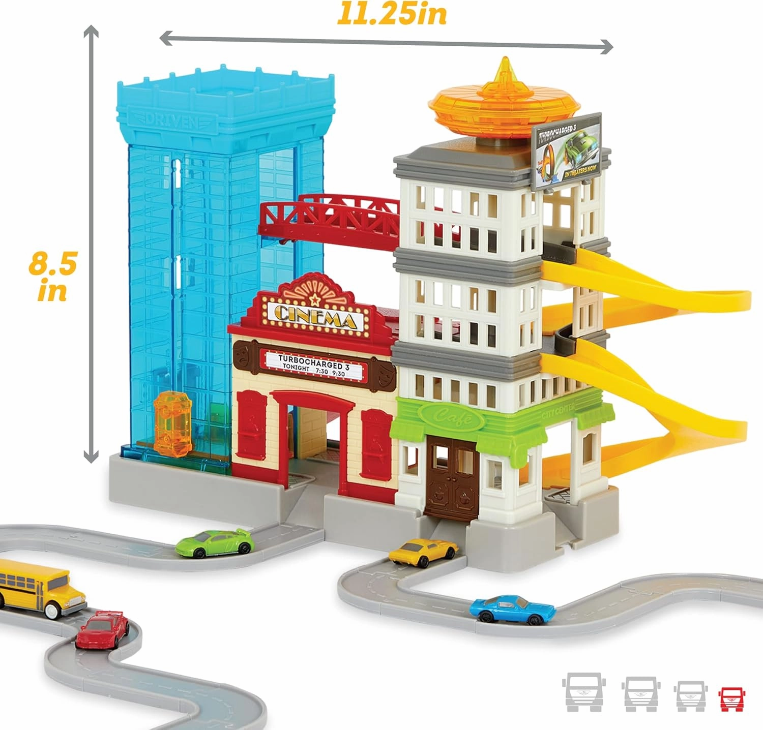 Driven by Battat – Pocket Big City Cruisin' Fleet – 60pc City Playset for Kids – Toy Cars Included – Buildings, Ramp, Tracks & More – Kids 3 Years  