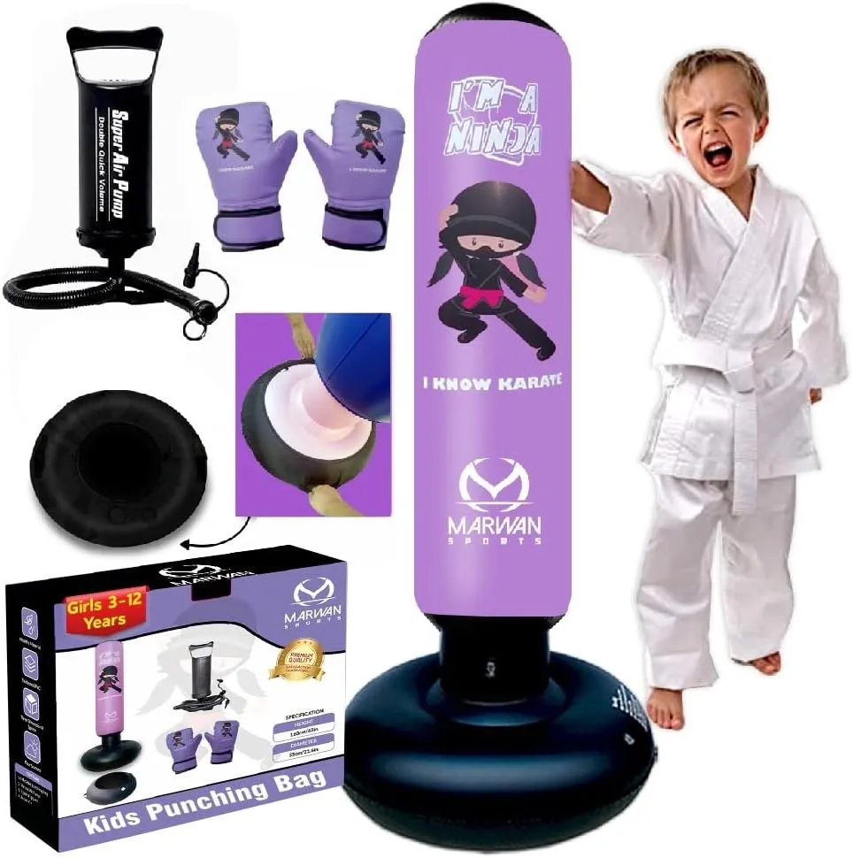 Durable Inflatable Kids Punching Bag for Karate and Boxing – Bounce-Back Martial Arts Bag for Boys and Girls, Great Birthday Gift to Relieve Energy and Build Skills for Boys Ages 4-12
