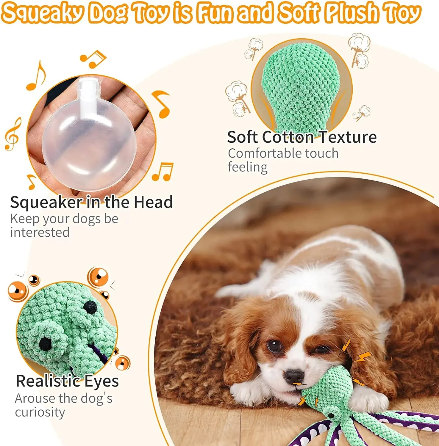 Durable Squeaky Octopus Plush Toy for Dogs