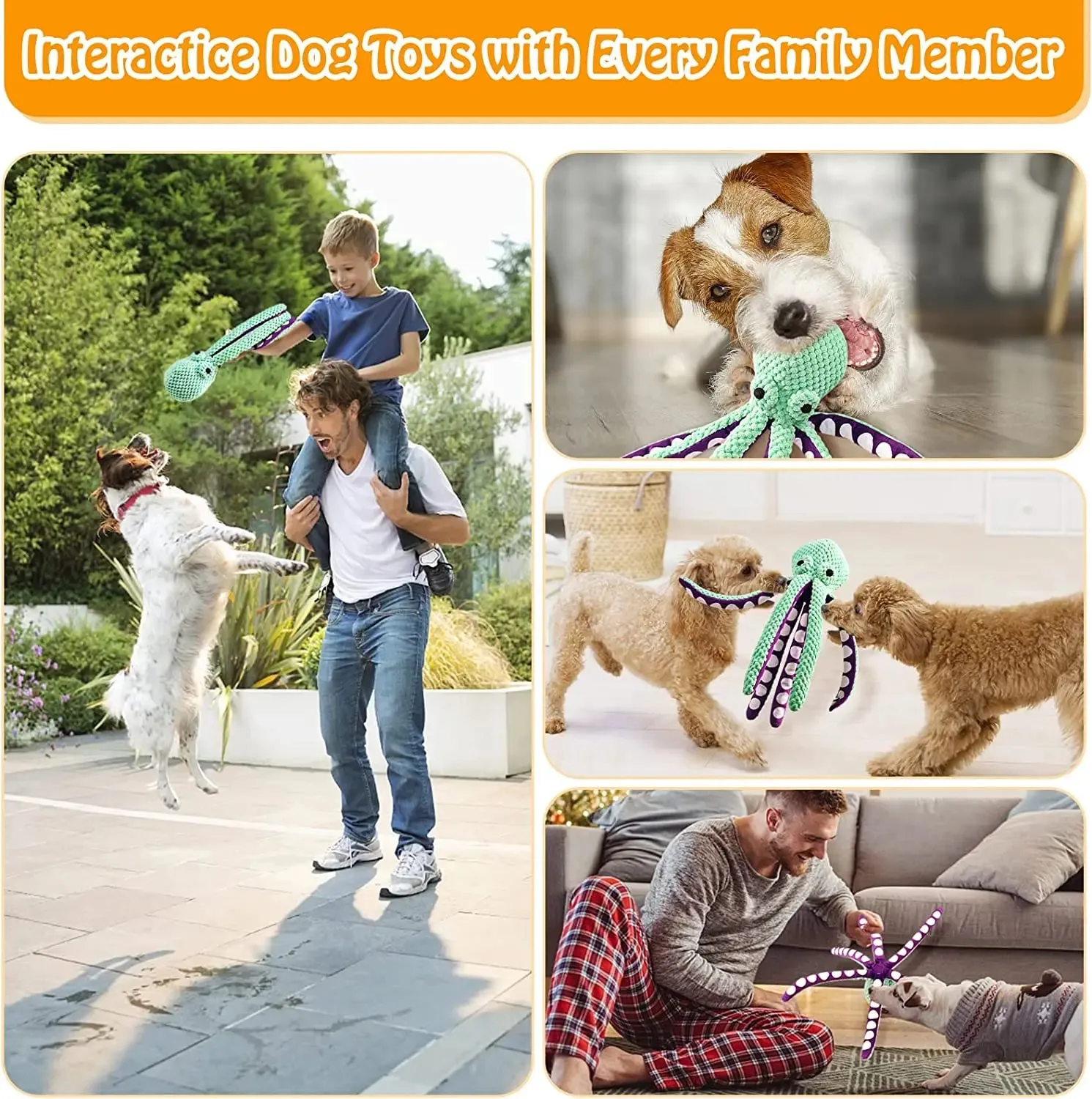 Durable Squeaky Octopus Plush Toy for Dogs