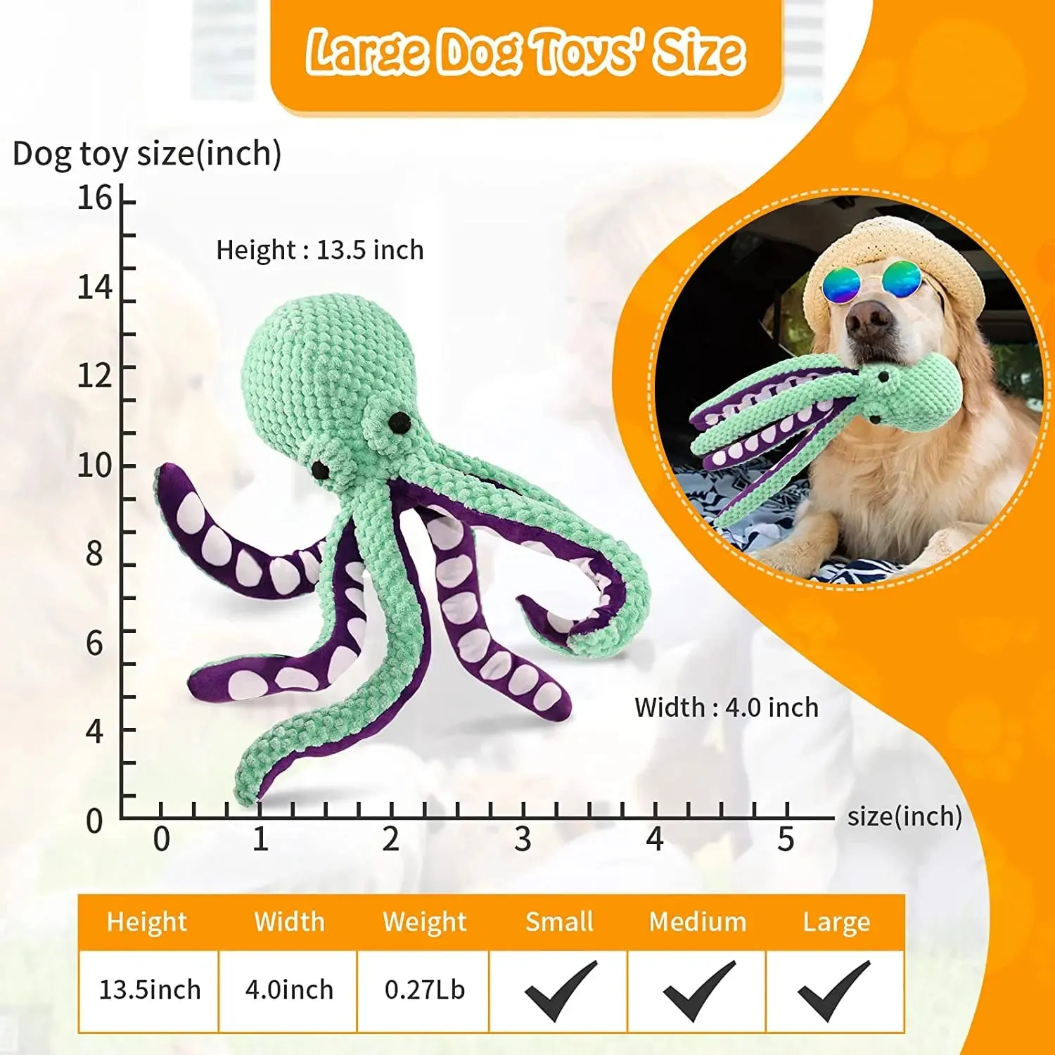 Durable Squeaky Octopus Plush Toy for Dogs