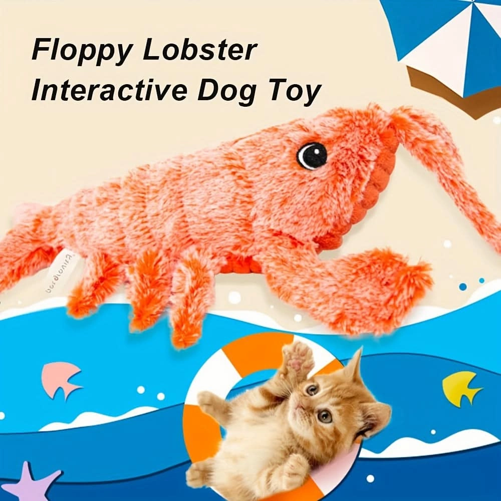 Durable Interactive Lobster Plush Dog Toy with Treat Pocket