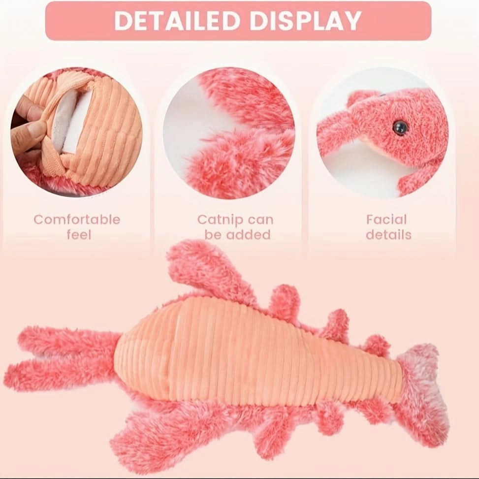 Durable Interactive Lobster Plush Dog Toy with Treat Pocket