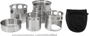 Durably Stainless Steel Camping Cookware Set - Windproof Outdoor Stove & Cooking Pot for Hiking, Backpacking, Adventure