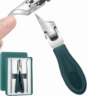Eagle Beak Nail Clippers,Three Sets of Eagle Beak Beveled Nail Clippers,Ergonomic Long Handle Wide Jaw Opening Anti-Splash Slanted Nail Clipper,for Thick Nails,Seniors,Ingrown (Green)