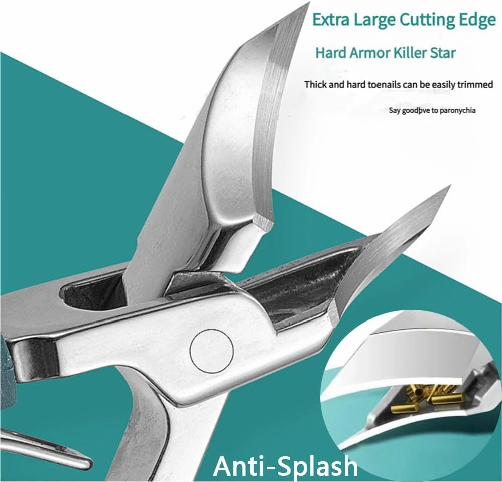 Eagle Beak Nail Clippers,Three Sets of Eagle Beak Beveled Nail Clippers,Ergonomic Long Handle Wide Jaw Opening Anti-Splash Slanted Nail Clipper,for Thick Nails,Seniors,Ingrown (Green)