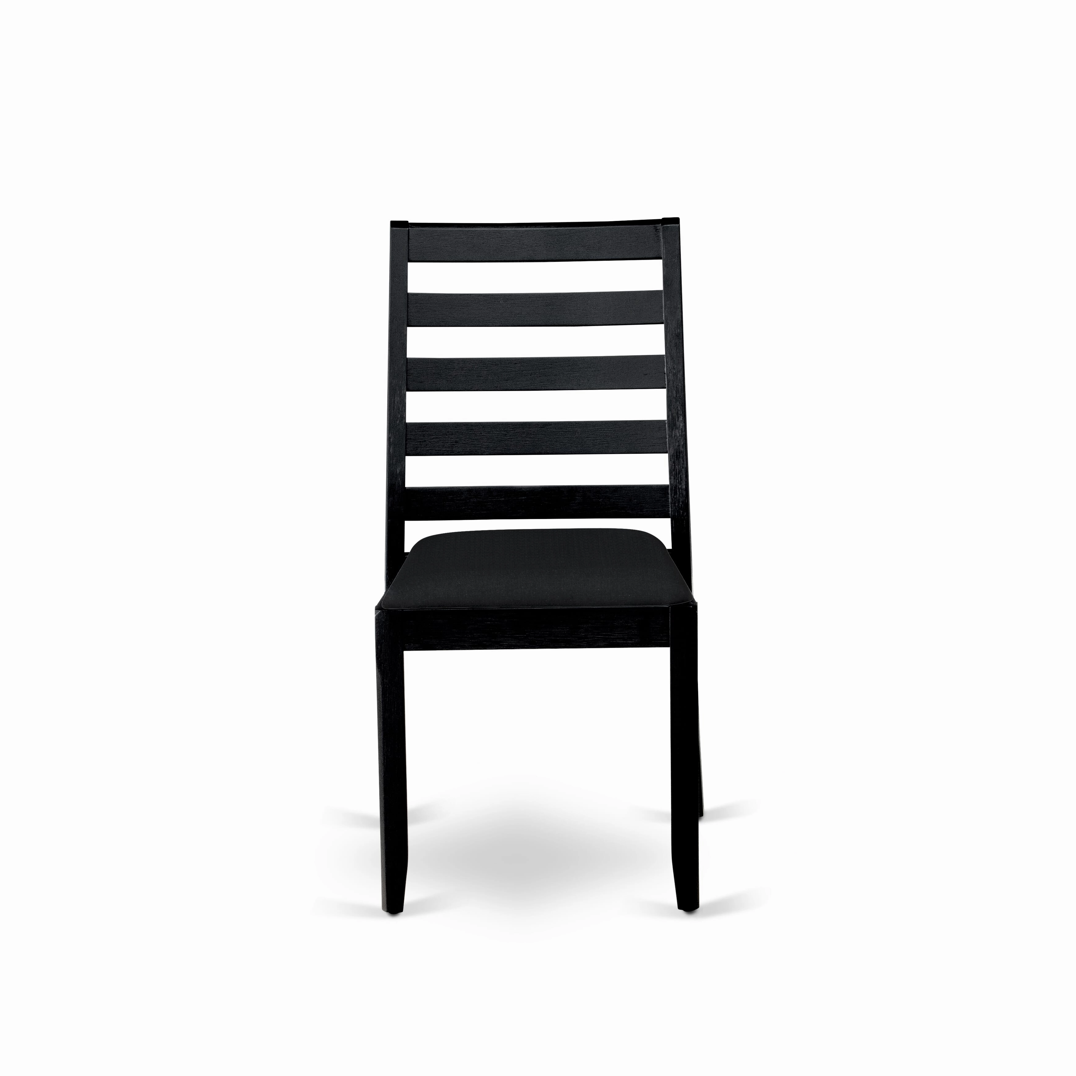 East West Furniture DMX15-ABK-24 -5 Piece Dining Set Includes a Round Kitchen Table with Wire Brushed Black Tabletop & 4 Stackable Linen Fabric Chairs, Wire Brushed Black