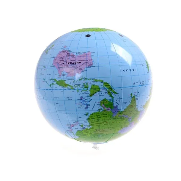 Educational Inflatable World Globe Map Beach Ball Toy 30-40cm Geography Learning Tool